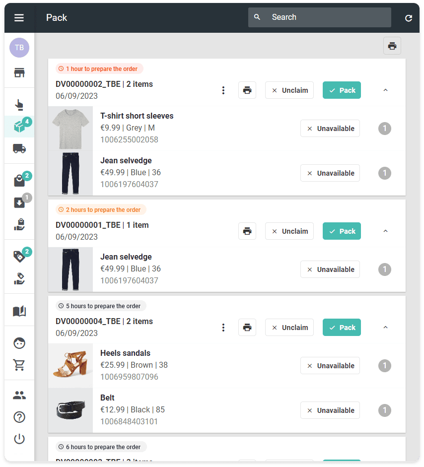 Order Management System - Dynamic Store Fulfilment - packing process