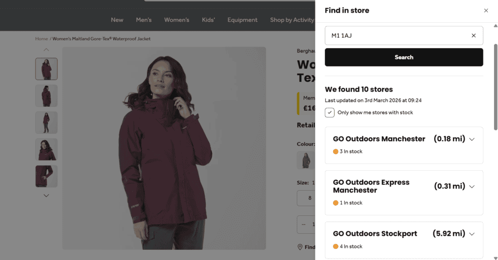 Product availability in store