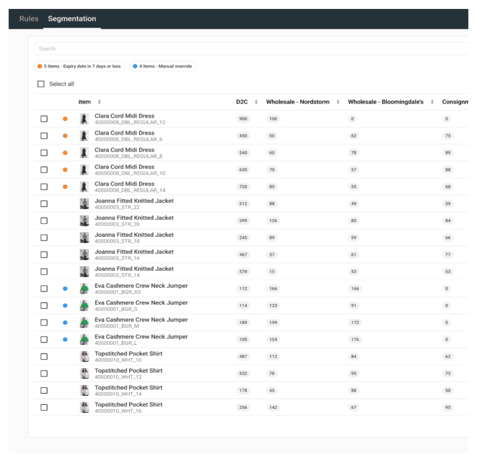 Inventory segmentation