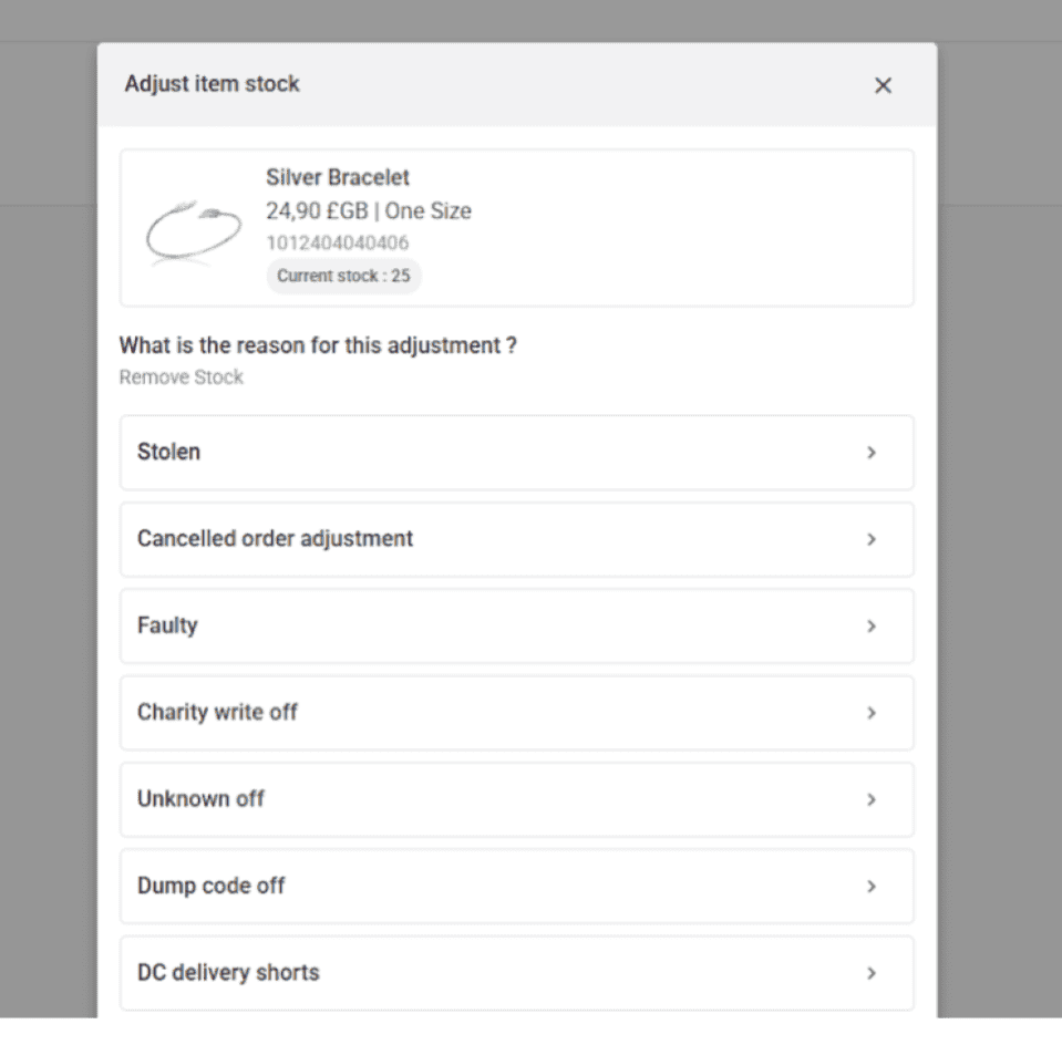 Store inventory adjustment