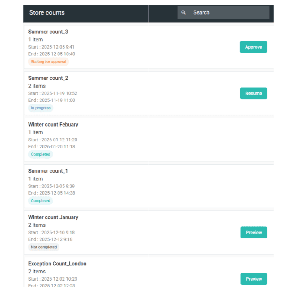 Store inventory count
