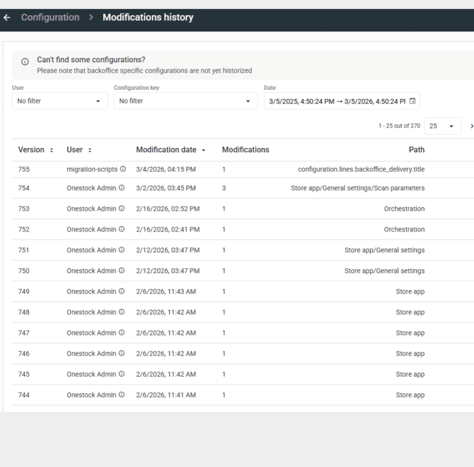 Configuration history