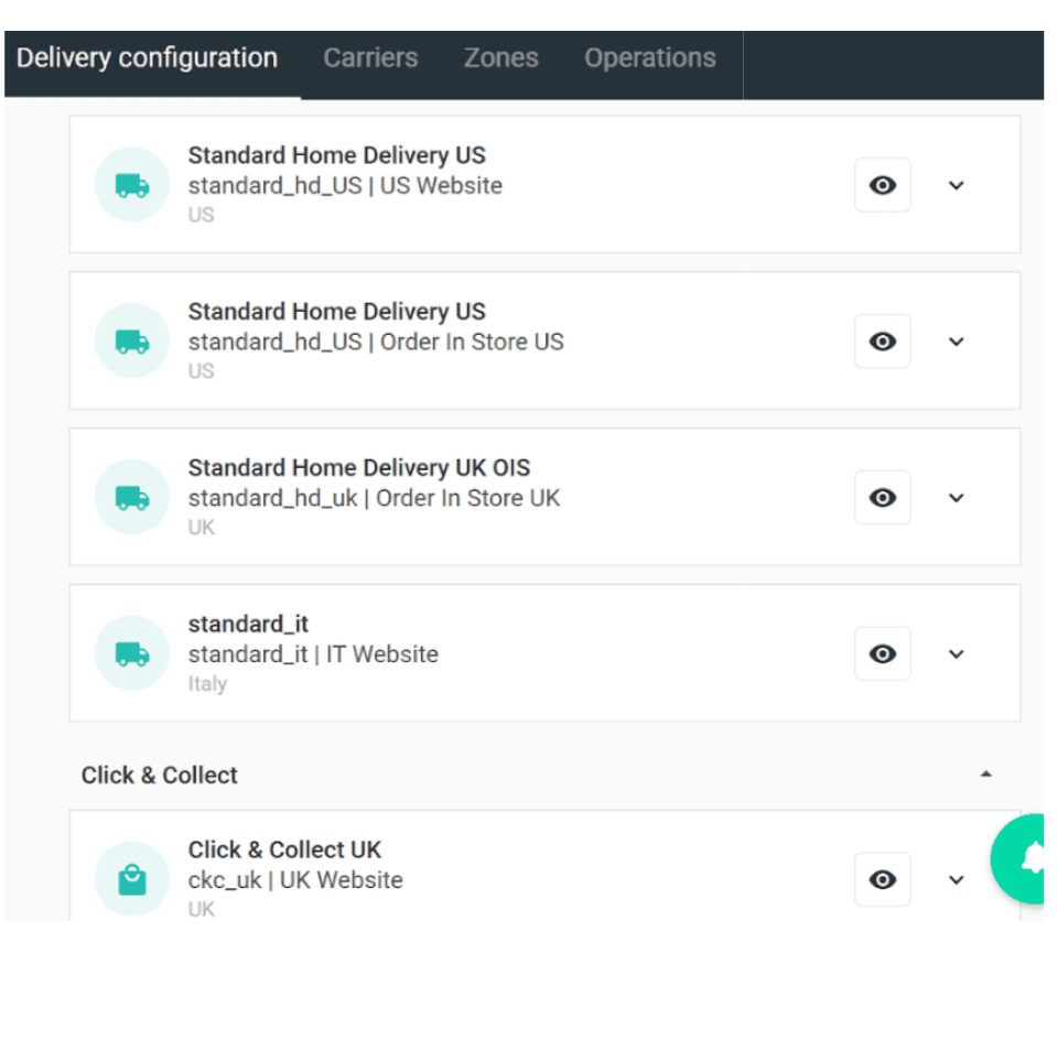 Delivery routes configuration