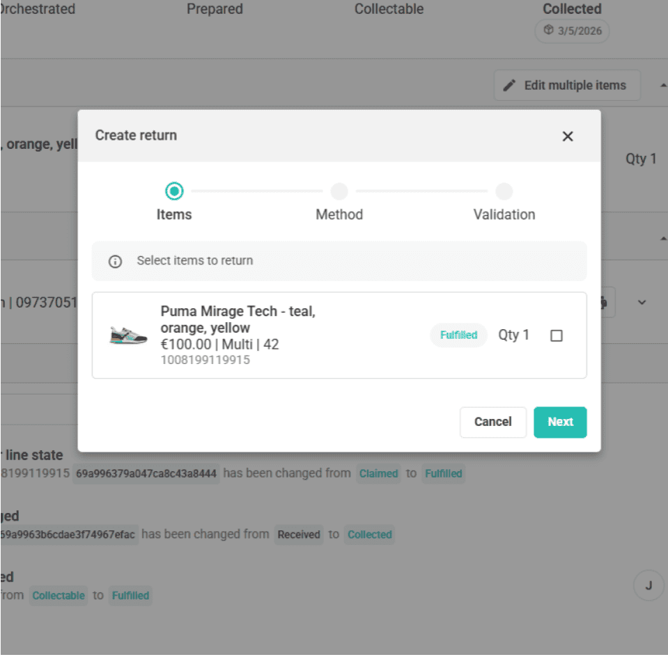 Customer service return